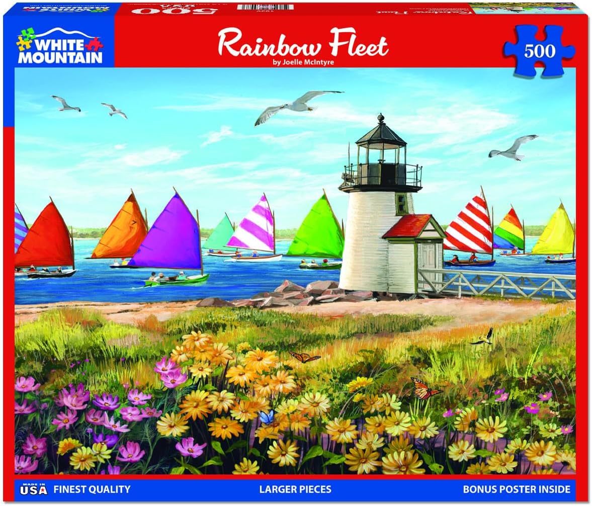 Puzzle Rainbow Fleet 500 Piece White Mountain Mt Lebanon Book