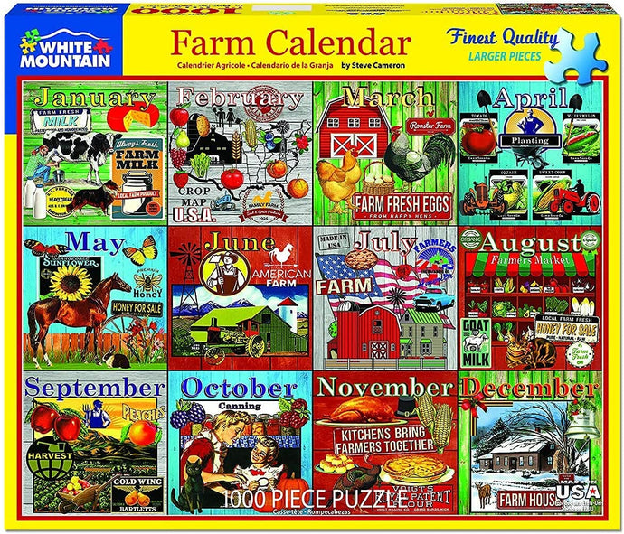Puzzle -  Farm Calendar - 1000 Piece - White Mountain